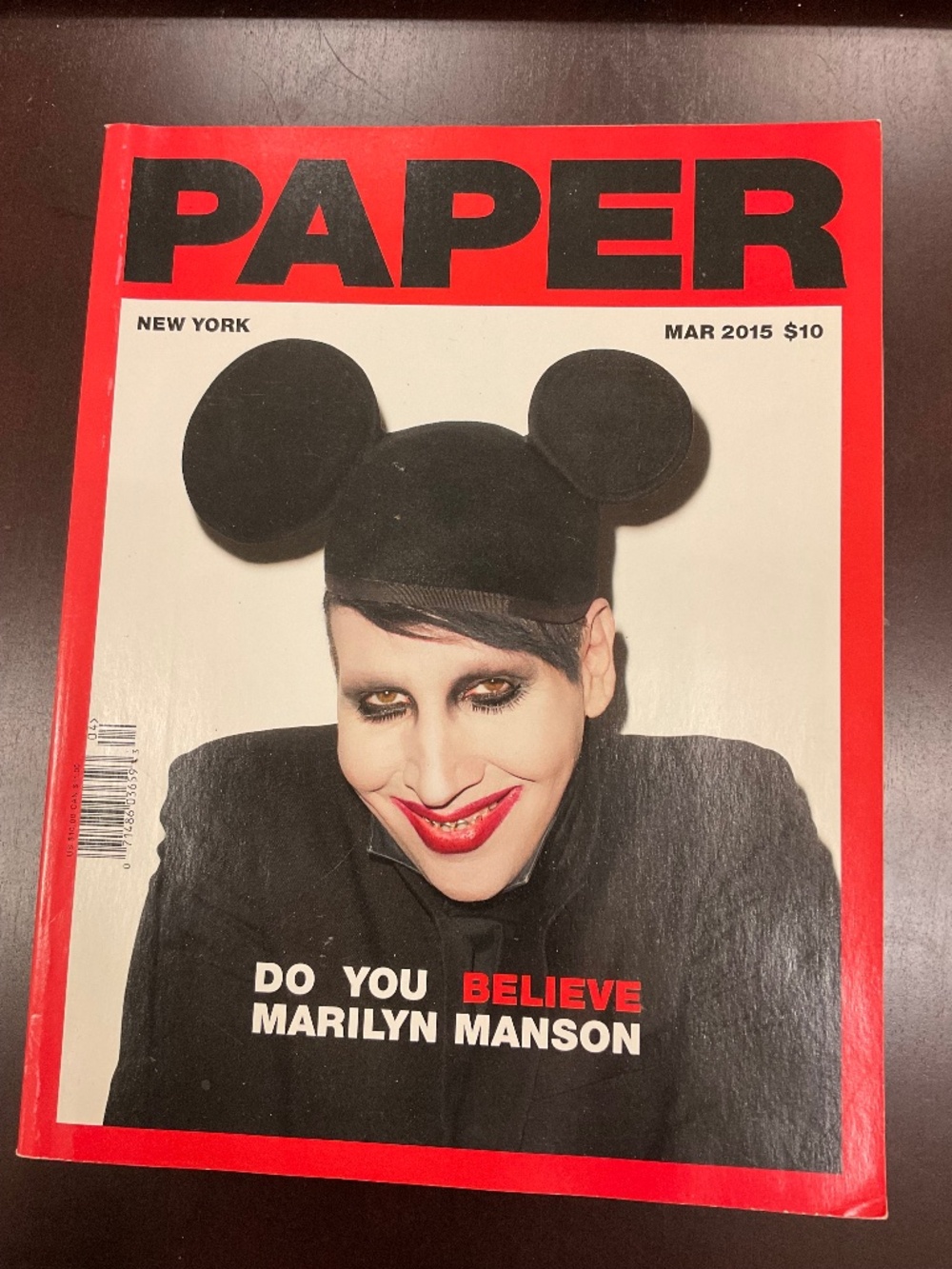 Rare PAPER Magazine with Marilyn Manson March 2015